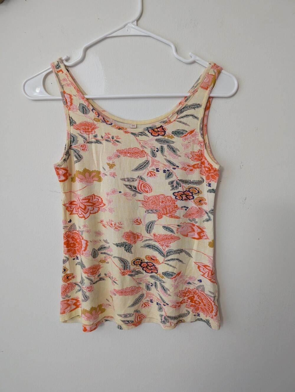 Ritu Kumar yellow floral stretch knit tank top